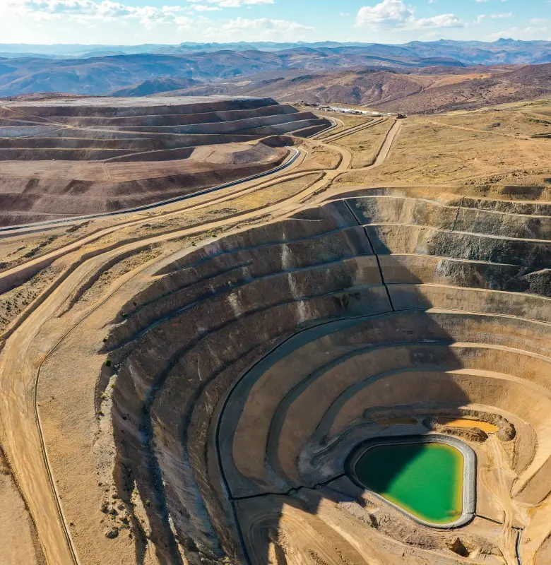 Open-pit mine viewed from an autonomous inspection flight
