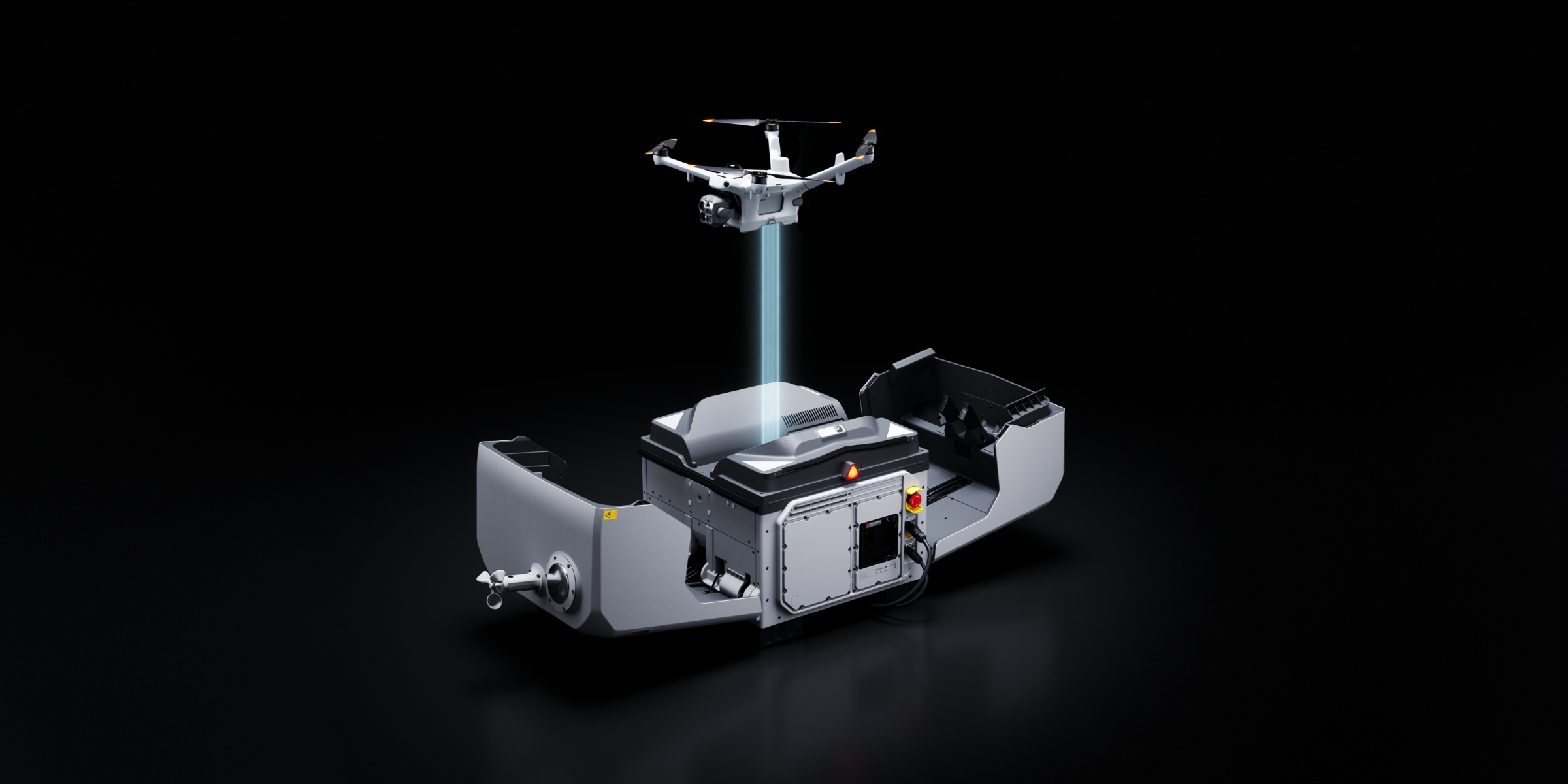 DJI Dock 4 with Matrice 5TD rising above the open dock