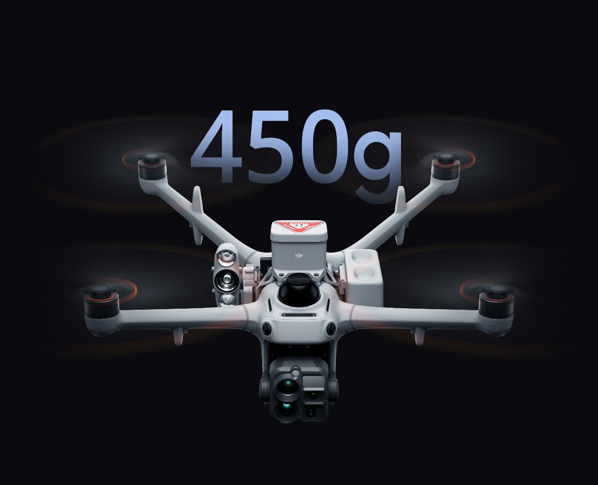 DJI Matrice 5TD carrying an accessory above its multisensor camera payload