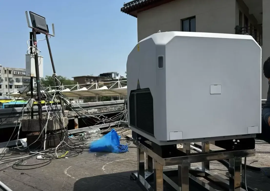 Rooftop DJI Dock 3 on a raised support frame