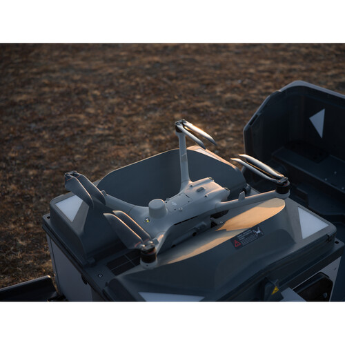 DJI Matrice 4TD resting on an open DJI Dock 3